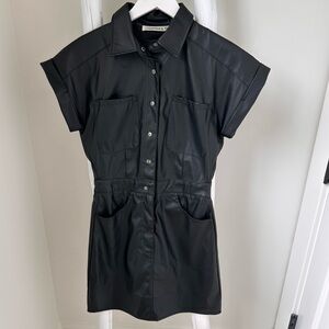 Fourteen and 9th Women’s Black Faux Leather Short Sleeve Mini Dress SZ S